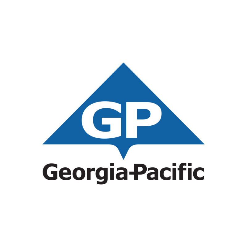 Georgia-Pacific logo with GP in a blue triangle.